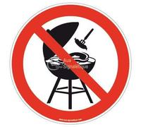 AUA SIGNALETIQUE - Autocollant Barbecue Interdit - Ø 200 mm, Vinyl adhésif