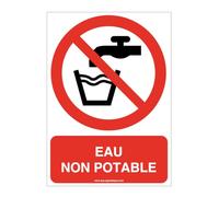 AUA SIGNALETIQUE - Autocollant Eau non potable P005-AI - 450x630 mm, Vinyl adhésif