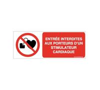 AUA SIGNALETIQUE - Autocollant Entrée interdite aux porteurs d'un stimulateur cardiaque P007-B - 320x120 mm, Vinyl adhésif