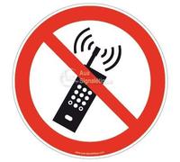 AUA SIGNALETIQUE - Autocollant Interdiction d'activer des téléphones Mobiles P013 - Ø 200 mm, Vinyl adhésif