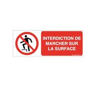 AUA SIGNALETIQUE - Autocollant Interdiction de marcher sur la surface P019-B - 200x75 mm, Vinyl adhésif