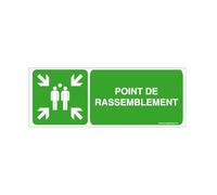 AUA SIGNALETIQUE - Autocollant Point de Rassemblement E007-B - 480x180 mm, Vinyl adhésif