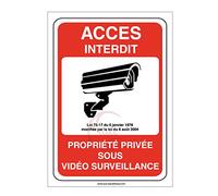 AUA SIGNALETIQUE - Autocollant Propriété privée sous surveillance vidéo accès interdit - 450x630 mm, Vinyl adhésif