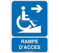 AUA SIGNALETIQUE - Autocollant Rampe d'Accès Direction à Droite - 75x105 mm, Vinyl adhésif