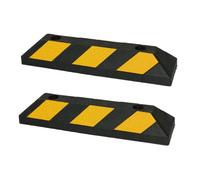AUA SIGNALETIQUE - Butée De Roues pour Garage Parking Jaune/Noir en Composites Recyclés (Pack de 2) avec Fixations Fournies