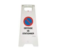 AUA SIGNALETIQUE - Chevalet de signalisation défense de stationner - Poids 1KG en plastique blanc