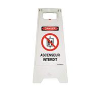 AUA SIGNALETIQUE - Chevalet signalisation - Poids 1KG en Plastique- (Ascenseur Interdit Danger)