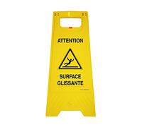 AUA SIGNALETIQUE - Chevalet signalisation - Poids 1KG en Plastique- (Attention Surface Glissante)