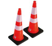 AUA SIGNALETIQUE - Cône De Signalisation Réfléchissant Classe 2 - Hauteur 75 cm - Base Noire Lestée 3,2 Kg - Cône de sécurité Chantier K5A (2)