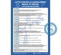 AUA SIGNALETIQUE - Consignes Lutte Contre Le Harcèlement Moral et Sexuel - Vinyle Adhésif, A5 : 150x210 mm