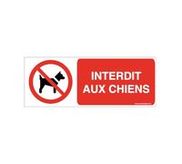 AUA SIGNALETIQUE - Interdit aux chiens P021-B - 200x75 mm, Aluminium Dibond 3mm