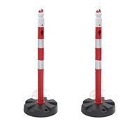 AUA SIGNALETIQUE -Kit 2 POTEAUX PVC Ø 63 mm sur Socle Lesté - Rouge/Blanc (Kit 2 Poteaux sans Chaine)