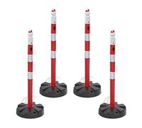 AUA SIGNALETIQUE -Kit 4 POTEAUX PVC Ø 63 mm sur Socle Lesté Classe 2 - Rouge/Blanc (Kit 4 Poteaux sans Chaine)