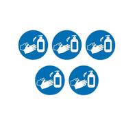 AUA SIGNALETIQUE - Lot de 5 Autocollants Obligation de désinfecter Les Mains Ø 125 mm