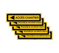 AUA SIGNALETIQUE -Lot de 5 Panneaux De Chantier AKILUX 5mm - ACCÈS Chantier à Gauche - 800x200 mm