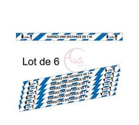 AUA SIGNALETIQUE - Lot de 6 Bandes de Marquage au Sol - Gardez Une Distance de 1 mètre - Autocollant laminé - 1000x70 mm