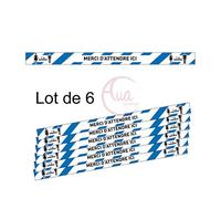 AUA SIGNALETIQUE - Lot de 6 Bandes de Marquage au Sol - Merci d'attendre Ici - Bleu - Autocollant laminé - 670x50 mm