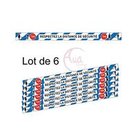 AUA SIGNALETIQUE - Lot de 6 Bandes de Marquage au Sol - Respectez la Distance de sécurité - Bleu - Autocollant laminé - 1300x100 mm