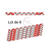 AUA SIGNALETIQUE - Lot de 6 Bandes de Marquage au Sol - Respectez la Distance de sécurité - Rouge - Autocollant laminé (700x50 mm)