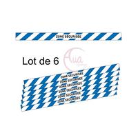 AUA SIGNALETIQUE - Lot de 6 Bandes de Marquage au Sol - Zone sécurisée - Autocollant laminé - 1000x70 mm