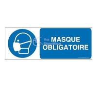 AUA SIGNALETIQUE - Masque obligatoire M016-B - 320x120 mm, Aluminium Dibond 3mm