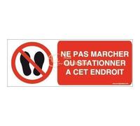 AUA SIGNALETIQUE - Ne Pas Marcher ou stationner à cet Endroit P024-B - 320x120 mm, Aluminium Dibond 3mm, Ne Pas stationner à cet Endroit