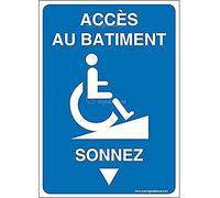 AUA SIGNALETIQUE - Panneau Accès au bâtiment - Sonnez-AI - 300x420 mm, Vinyl adhésif