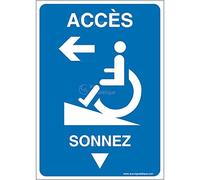 AUA SIGNALETIQUE - Panneau Accès Gauche - Sonnez-AI - 150x210 mm, Aluminium Dibond 3mm