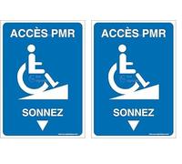 AUA SIGNALETIQUE - Panneau Accès PMR - Sonnez-AI - 150x210 mm, Vinyl adhésif (Lot de 2)