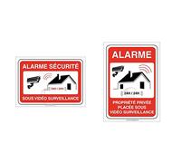Aua Signaletique - Panneau Alarme Sécurité sous Vidéo Surveillance 24H/24 Propriété Privée - 150X105 Mm, Pvc 1. 5 Mm & Autocollant propriété privée sous Alarme vidéo Surveillance 24H /24-75x105 mm