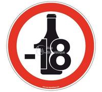 AUA SIGNALETIQUE - Panneau Alcool Interdit aux Moins de 18 Ans - Ø 200 mm, Aluminium Dibond 3mm