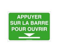 AUA SIGNALETIQUE - Panneau Appuyer sur la barre pour ouvrir - AP - 300x210 mm, Vinyl adhésif