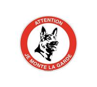 AUA SIGNALETIQUE - Panneau Attention Je Monte la Garde - Ø 180 mm, Vinyl adhésif