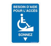 AUA SIGNALETIQUE - Panneau Besoin d'aide - Sonnez-AI - 150x210 mm, Vinyl adhésif