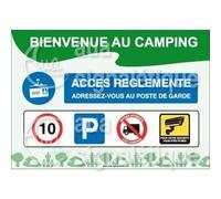 AUA SIGNALETIQUE - Panneau Bienvenue au Camping - 420x300 mm, PVC 1.5 mm