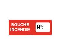 AUA SIGNALETIQUE - Panneau Bouche incendie N° - B - 160x60 mm, PVC 1.5mm