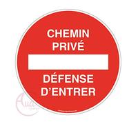 AUA SIGNALETIQUE - Panneau Chemin privé défense d'entrer - Ø 130 mm, Aluminium Dibond 3mm