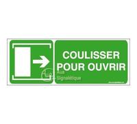 AUA SIGNALETIQUE - Panneau Coulisser pour Ouvrir - Dr - B - 160x60 mm, Aluminium Dibond 3mm