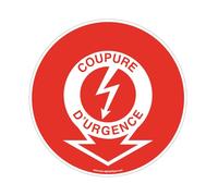 AUA SIGNALETIQUE - Panneau Coupure d'urgence - Ø 130 mm, PVC 1.5mm