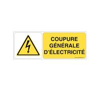 AUA SIGNALETIQUE - Panneau coupure général d'électricité - B - 480x180 mm, Vinyl adhésif