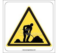 AUA SIGNALETIQUE - Panneau Danger Chantier - 200x200 mm, Vinyl adhésif
