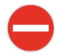 AUA SIGNALETIQUE - Panneau De Signalisation Circulaire en PVC 1.5 mm (Ø 170 mm, Sens Interdit)