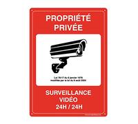 AUA SIGNALETIQUE - Panneau De Signalisation en PVC Rigide et Compact 1.5 mm. (200 x 280 mm, Propriété Privée Surveillance Vidéo)
