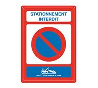 AUA SIGNALETIQUE - Panneau De Signalisation en PVC Rigide et Compact 1.5 mm. (200 x 280 mm, Stationnement Interdit)