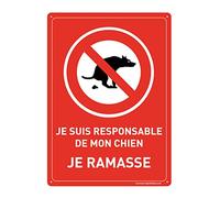 AUA SIGNALETIQUE - Panneau De Signalisation en PVC Rigide et Compact 1.5 mm. (315 x 440 mm, Responsable De Mon Chien - Je Ramasse)