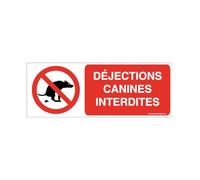 AUA SIGNALETIQUE - Panneau Déjections canines interdites-B - 320x120 mm, PVC 1.5mm