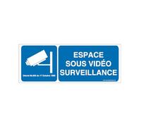 AUA SIGNALETIQUE - Panneau Espace sous Surveillance Vidéo - 200x75 mm, Aluminium Dibond 3mm
