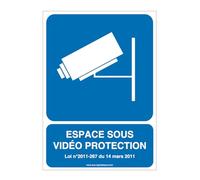 AUA SIGNALETIQUE - Panneau Espace Sous Vidéo Protection - 150x210 mm, Vinyl adhésif