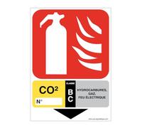 AUA SIGNALETIQUE - Panneau Extincteur Classe CO2 BC - 150x105 mm, PVC 1.5mm