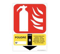 AUA SIGNALETIQUE - Panneau Extincteur Classe Poudre B - 150x105 mm, Aluminium Dibond 3mm